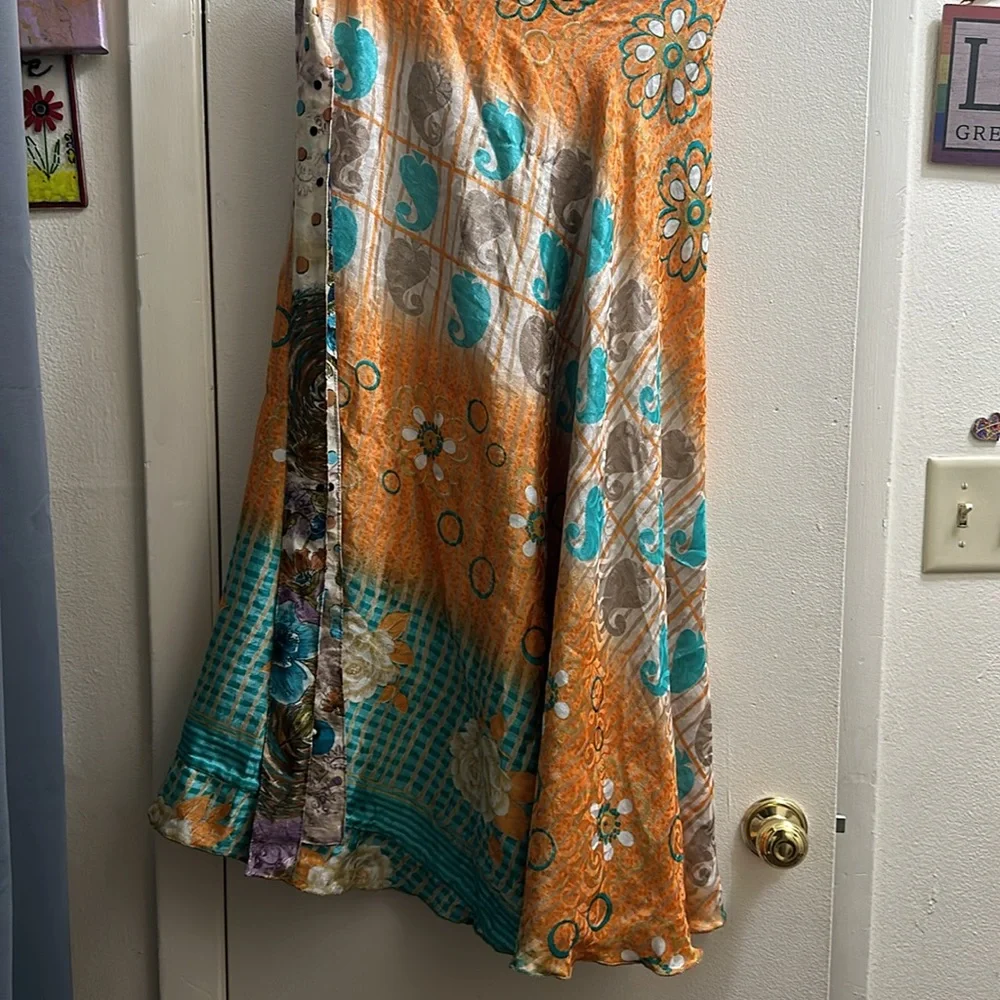 Recycled sari fabric wrap skirt size regular - Picture 6 of 9